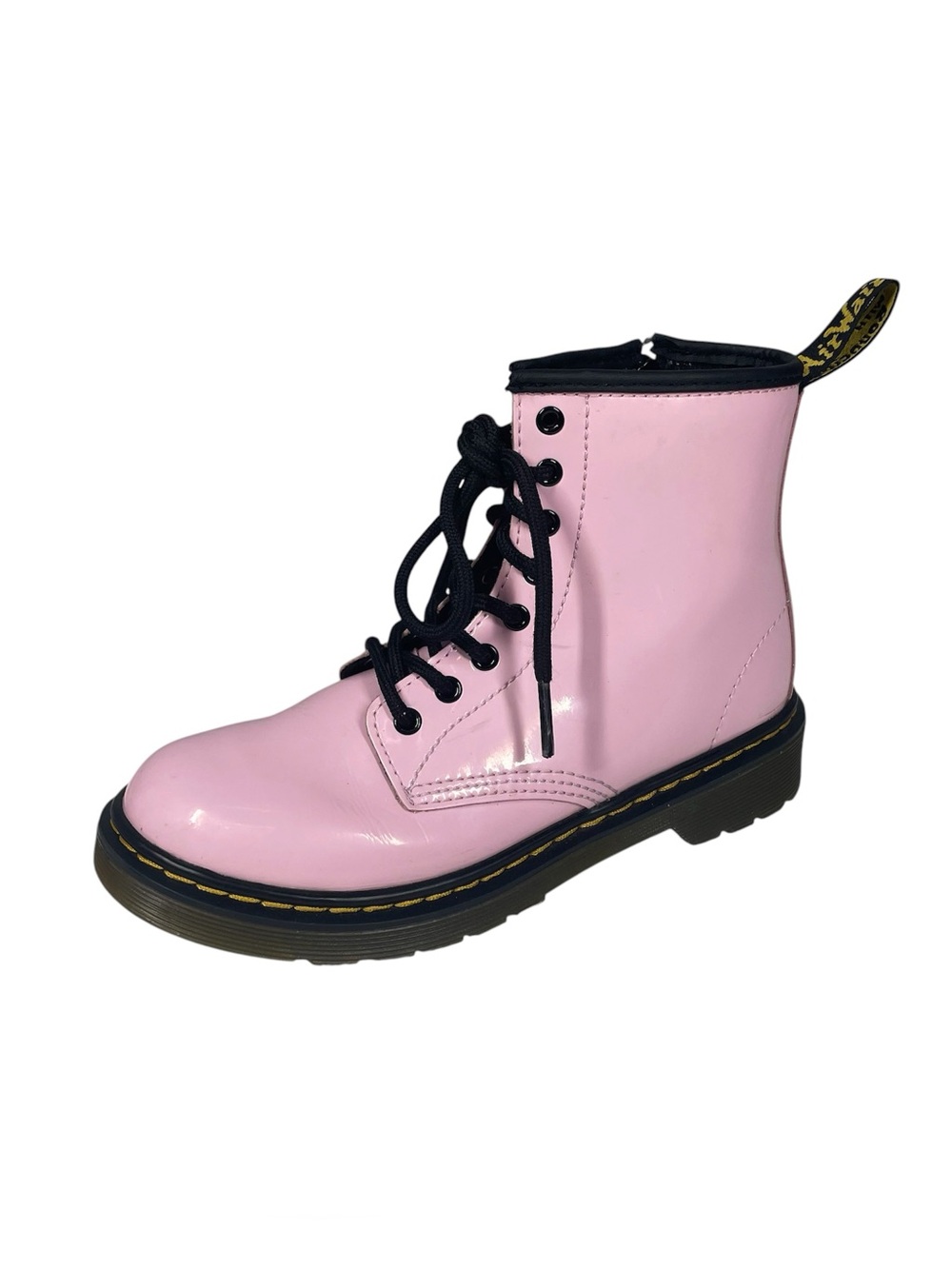 Doc Dr Martens Junior Pink Patent Leather Boots UK 1 US 2 Eur 33 1460 J Side zip